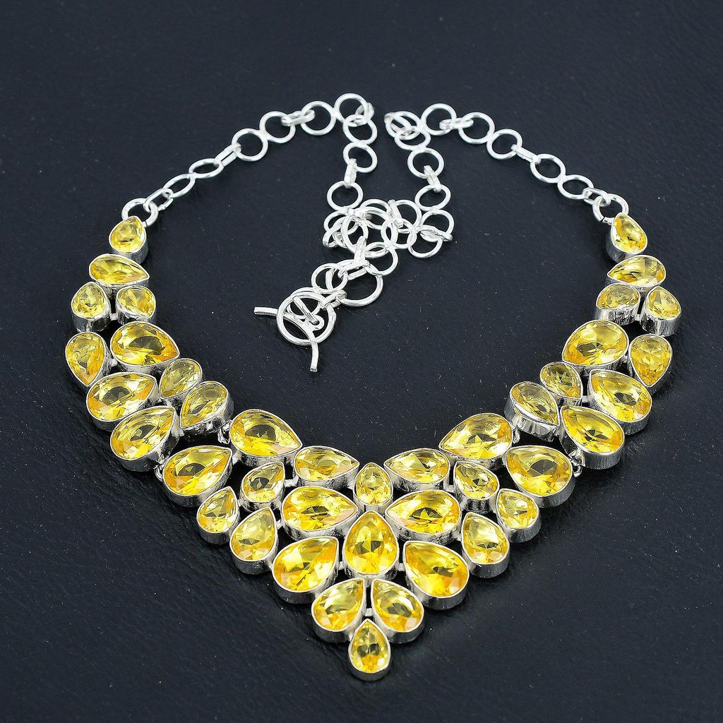 Incroyable Collier en Argent Sterling 925 Fait Main avec Pierre Précieuse Citrine, Collier en Argent Citrine Pour Femme, Collier Unisexe, Cadeau d'Anniversaire