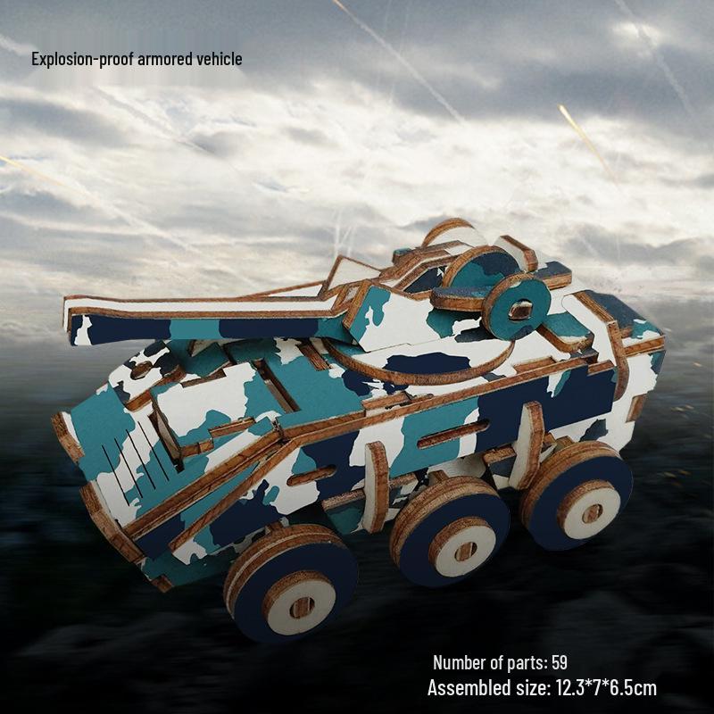 Wooden 3D Military Puzzle Model - Educational DIY Toy for Boys