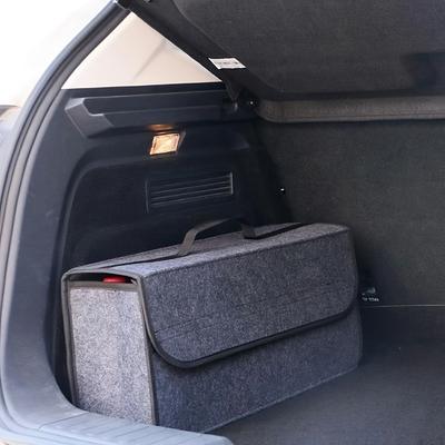 1pc Caixa de armazenamento de carro, portátil, organizador de porta-malas de carro dobrável, caixa de armazenamento de tecido de feltro, bolsa de recipiente de arrumação de interior de carro, organizador de carro