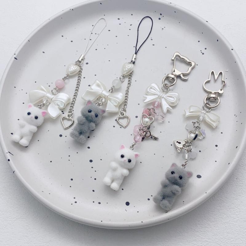 Modisches Statement Anhänger Verspielte Katze Perlen Handyband Bietet Langlebigkeit und Stil Perlen Textur für den täglichen Gebrauch