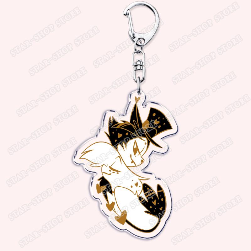 Heiß Populär Anime Cartoon Dämon Figur Schlüsselanhänger für Zubehör Tasche Angel Dust Schlüsselanhänger Ring Schlüsselring Schmuck Fans Freunde Geschenke