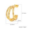 18K Gold Plated Stainless Steel Twisted Pattern Three-Strand Line Earrings - Trendy High-End Women's Fashion