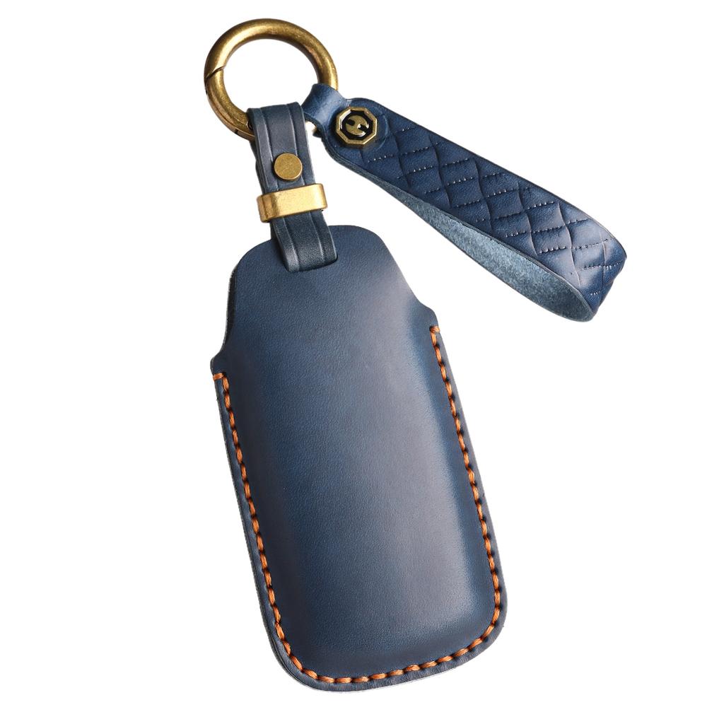 Genuine Leather Key Cover for Chery Omoda 5 C5 Tigo 7/8 Pro Max, Full Grain Key Fob Protector with Leather Strap