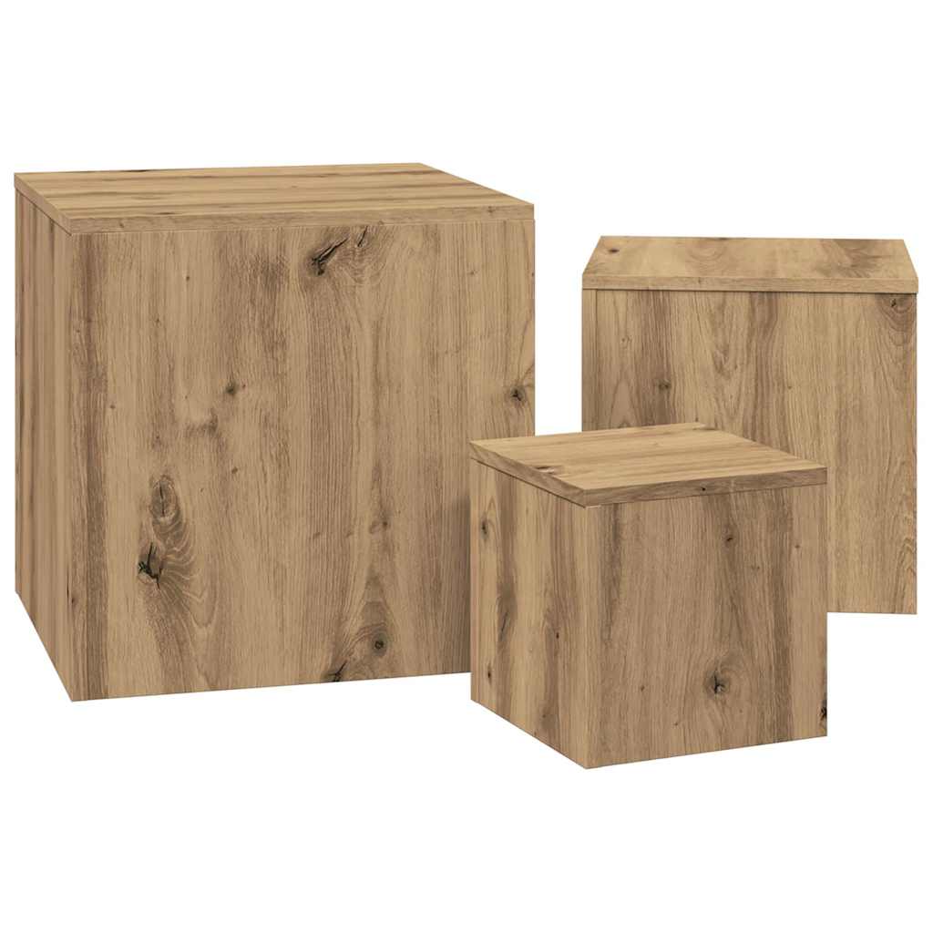 Vidaxl Side Tables, 3 Pcs, Artisan Oak, Wood-Based Material