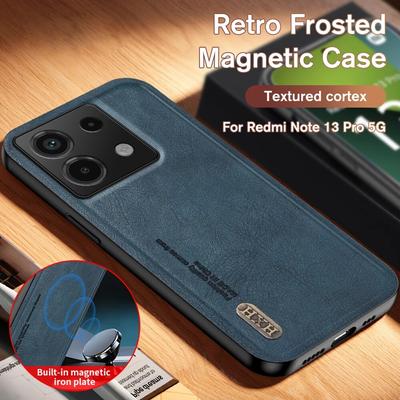 Funda Redmi Note 13Pro con soporte magnético, funda de teléfono de cuero esmerilado Retro para Xiaomi Redmi Note 13 Pro Plus, funda protectora para cámara