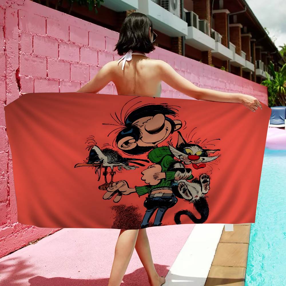 G-Gaston Lagaffe Anime Bath Towel Microfiber Soft Water Absorbing Breathable For Girl Kids Decorative Cartoon Beach Towel