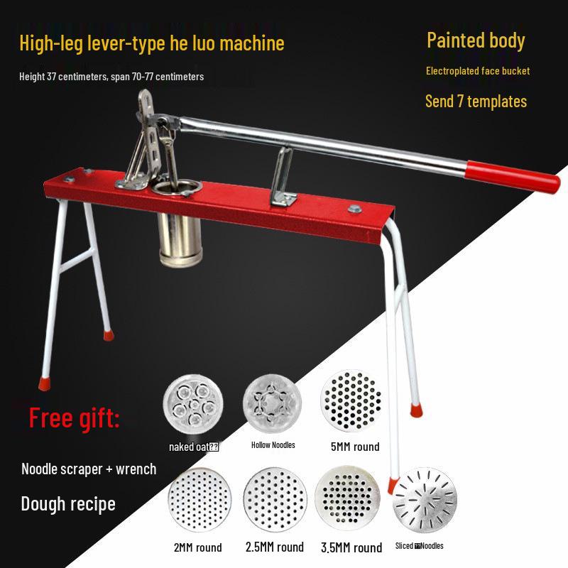 Manual Noodle Press Machine for Homemade Lo Mein with Hand Lever & Large Cross Wheat Taibao Roller.