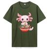 Kawaii Axolotl Ramen Noodles Japanese Anime Otaku Nu Goth T-Shirt Unisex Cotton Tshirt Clothing Oversized Graphic Tees