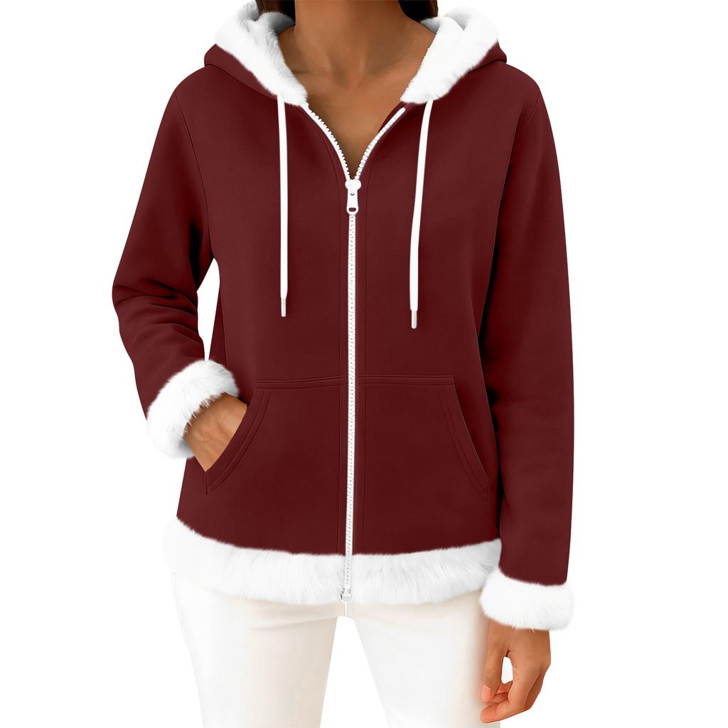 Moteriškas kasdienis madingas ilgomis rankovėmis užsegamas vilnos kardiganas su gobtuvu