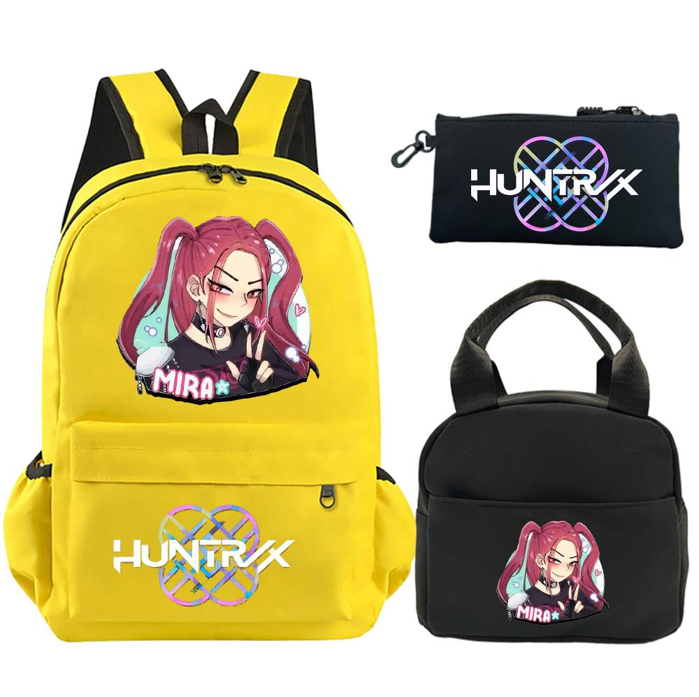 3 st/set Anime Tryckt Ryggsäck med Axelväska Pennfodral för Tonåring Student Pojke Flicka Skolväska Stor Kapacitet Vattentät Bokväska Barnpresent