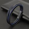 Vintage Handwoven Leather Rope Bracelet For Men With Magnetic Clasp Wristband