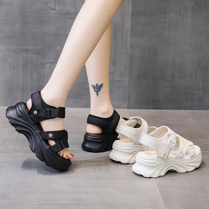 Summer Thick-soled Elevated Beach Casual Sneakers, Fashionable, Breathable and Comfortable Women's Sandals Zapatos Mujer
