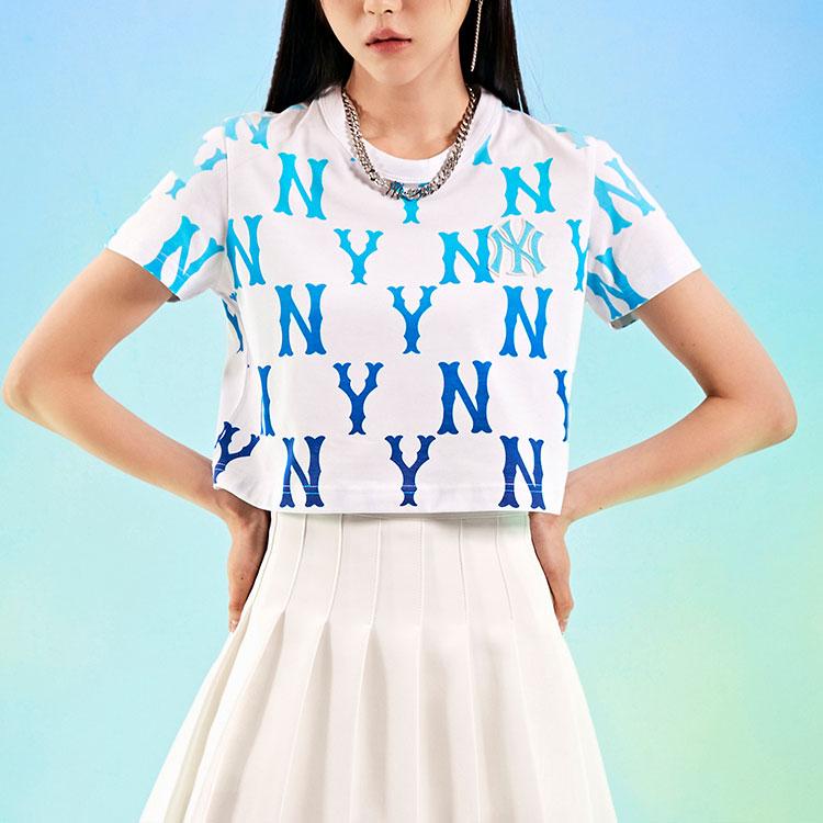 New MLB New York Yankees Crop Tops Women's White 3FTSM6123-50BLS