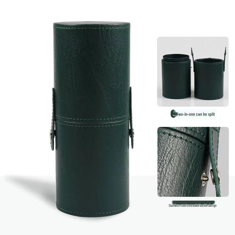 Przenośny Wielofunkcyjny Pojemnik na Pędzle do Makijażu ze Skóry PU z Pokrywką - Mały, Wodoodporny, Pyłoszczelny Rozwiązanie do Przechowywania