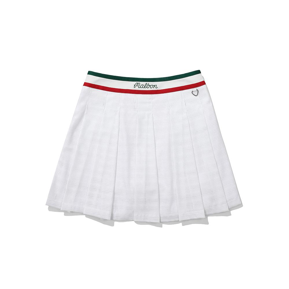 MALBON GOLF Tricot Hot Summer Mesh Skirt White (Woman)