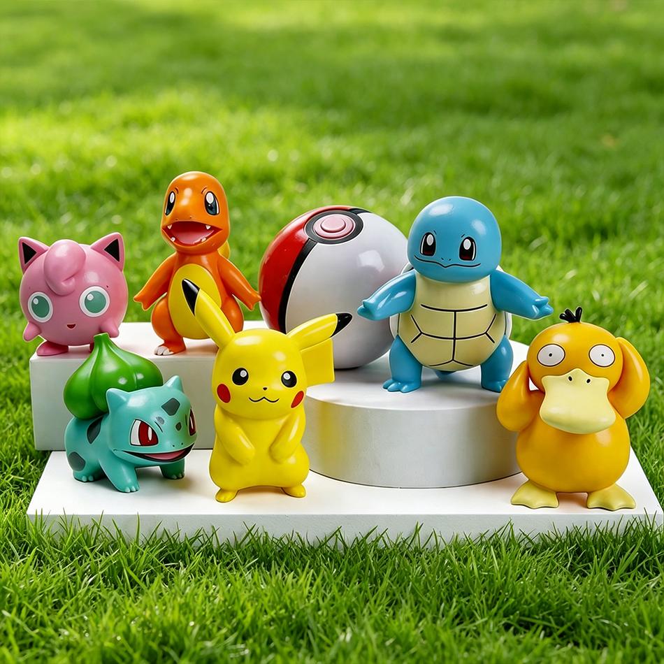 6Pcs Pokemon Anime Figurines Pocket Monster Model Cake Decoration Topper Boys Girls Surprise Gift Party Home Desktop Decor