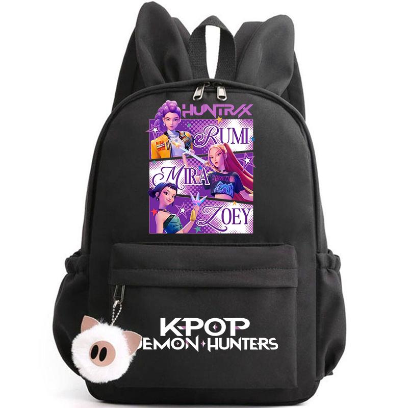 KPop Dämonenjäger Rucksack für Mädchen Jungen Kinder Rucksack Freizeit Schultaschen Reise Hasenohren Rucksäcke Mochila Geschenktüten