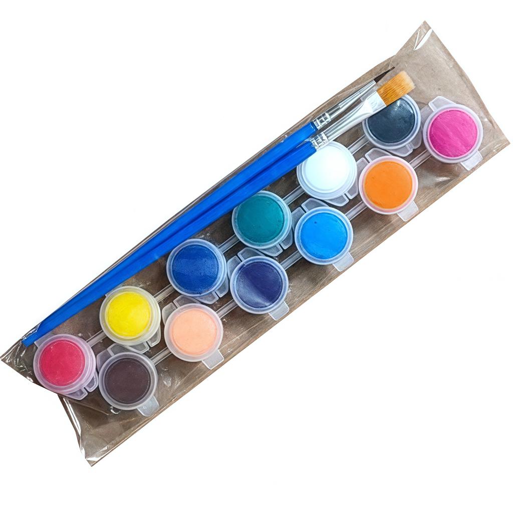 Acrylic Pigment Set, 12 Color Watercolor Painting Pigment Set, Stone Ceramic Painting, Color Painting Paint with Built-in Brush