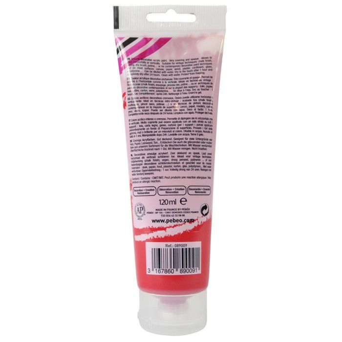 Peinture acrylique - PEBEO - DecoCrème - Rouge volcanique - 120 ml - Finition Mat