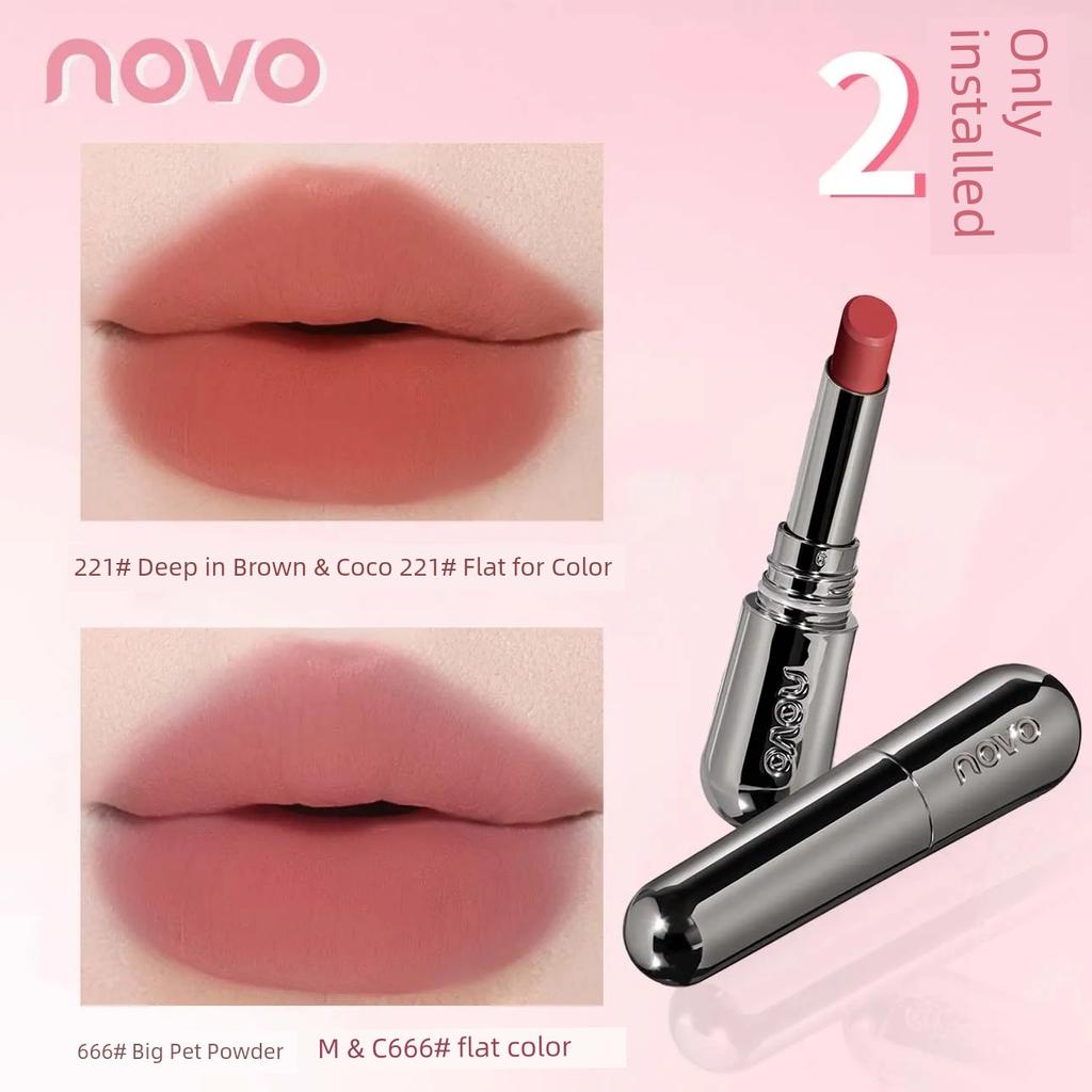 Novo Lipstick Female Waterproof Long Lasting and Does Not Fade No Stain on Cup Nude Color Series Moisturizing Matte White Lip Lacquer Genuine Goods