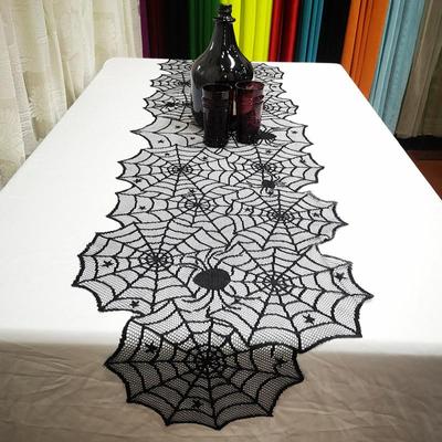 1/3/5pcs Halloween Decoration Black Lace Spider Web Tablecloth Family Dinner Table Cloth For Party Festival