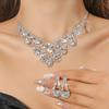 3pcs Women's Zircon Set Rhinestone Earrings Necklace New Wedding Party Luxury Fashion Accessories-4068