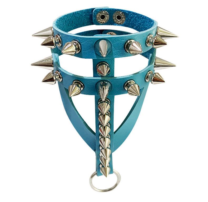 

DIEZI 12 Colors Punk Gothic Rivet Bracelet For Women Men 2025 Harajuku Vintage Black PU Leather Wrap Ring Bracelet New Jewelry небесно-голубой