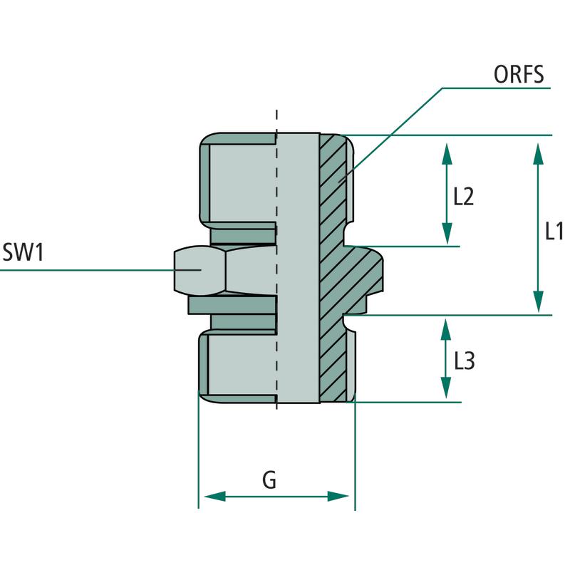 Straight connection connector GA 13/16 - ORFS x 1/2 - BSP - WD 27 GRANITE