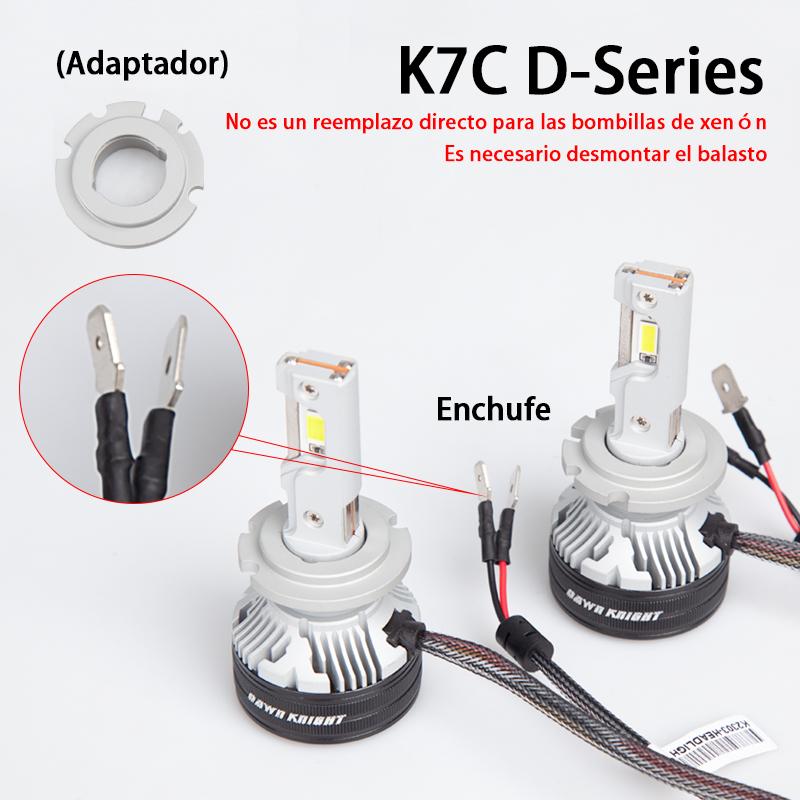 DAWNKNIGHT K7C 4300K H7 H4 H11 LED žárovka 3 LED světla s měděnou trubicí pro auto H1 HB3 9005 HB4 9006 12V LED žárovka světlometu