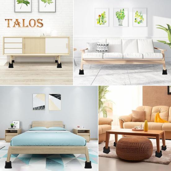 4/6Pcs Heavy-Duty Bed Chair Risers Furniture Feet Mats Non-Slip Wear Resistant Easy To Install Sofa Couch Raisers Stand