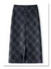 American Retro High Waist Plaid Woolen Skirt - Women's Autumn/Winter 2025 Bodycon Design
