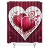 Elegant Red and White Heart Artistic Waterproof Shower Curtain for Bathroom Decor, High-Quality Material and Easy to Clean