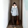 Big fur collar hooded padded jacket women's new winter woolen top small padded warm padded jacket women