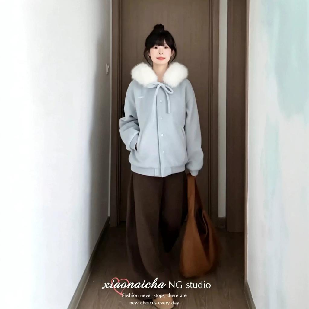 Big fur collar hooded padded jacket women's new winter woolen top small padded warm padded jacket women