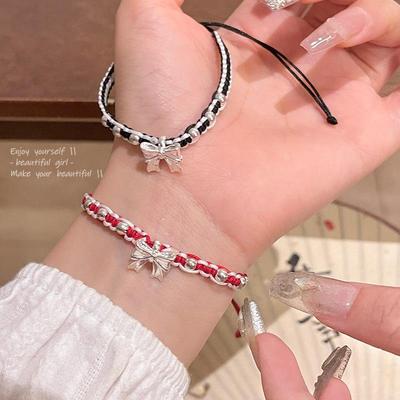 Runaway Princess Red String Bow Bracelet: Elegant, Versatile, Braided Jewelry for Women