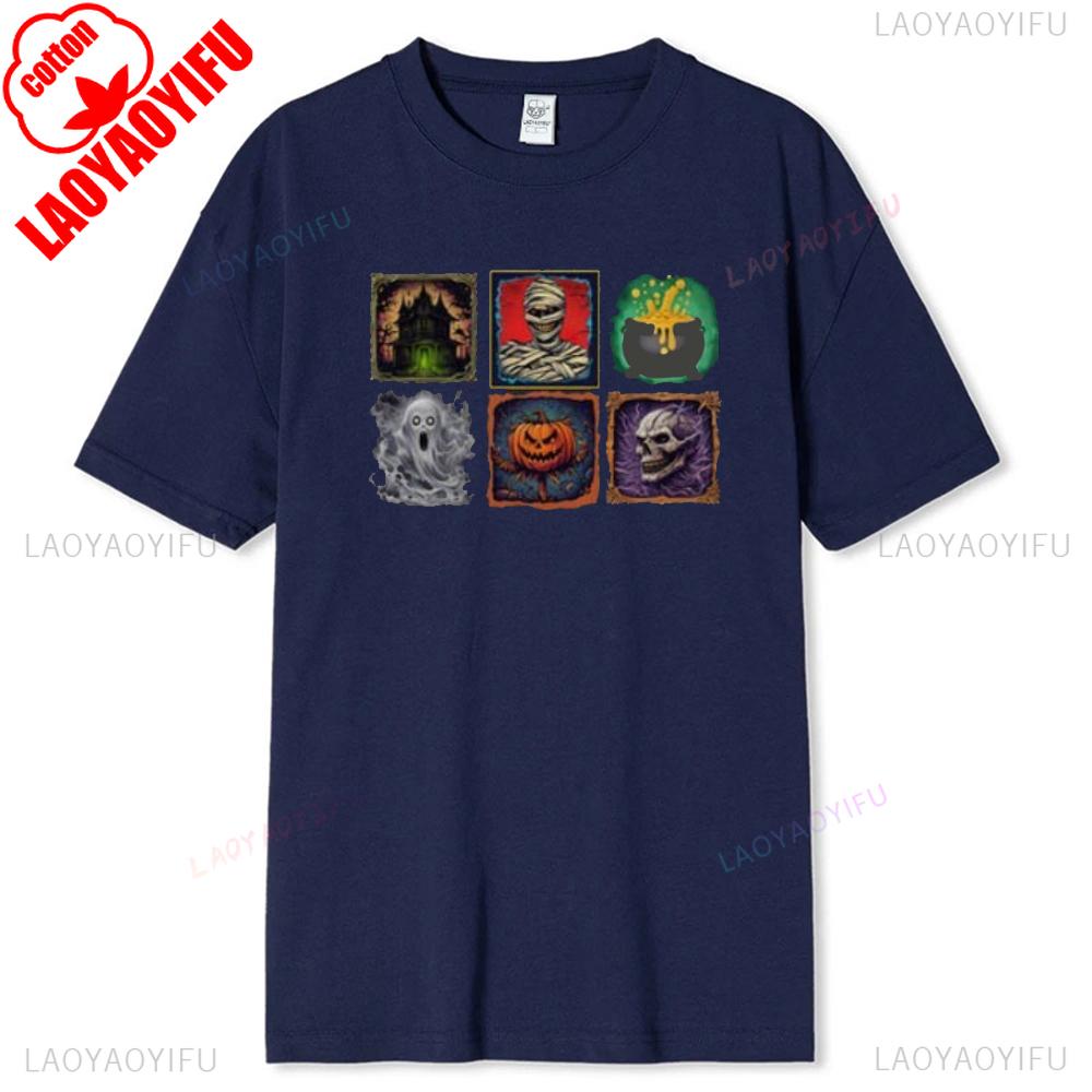 Demonic Halloween Graphic Tee Spooky Gothic Skeleton Shirt Horror Movie Vintage Tshirt Soft Cotton Unisex Streetwear Costume