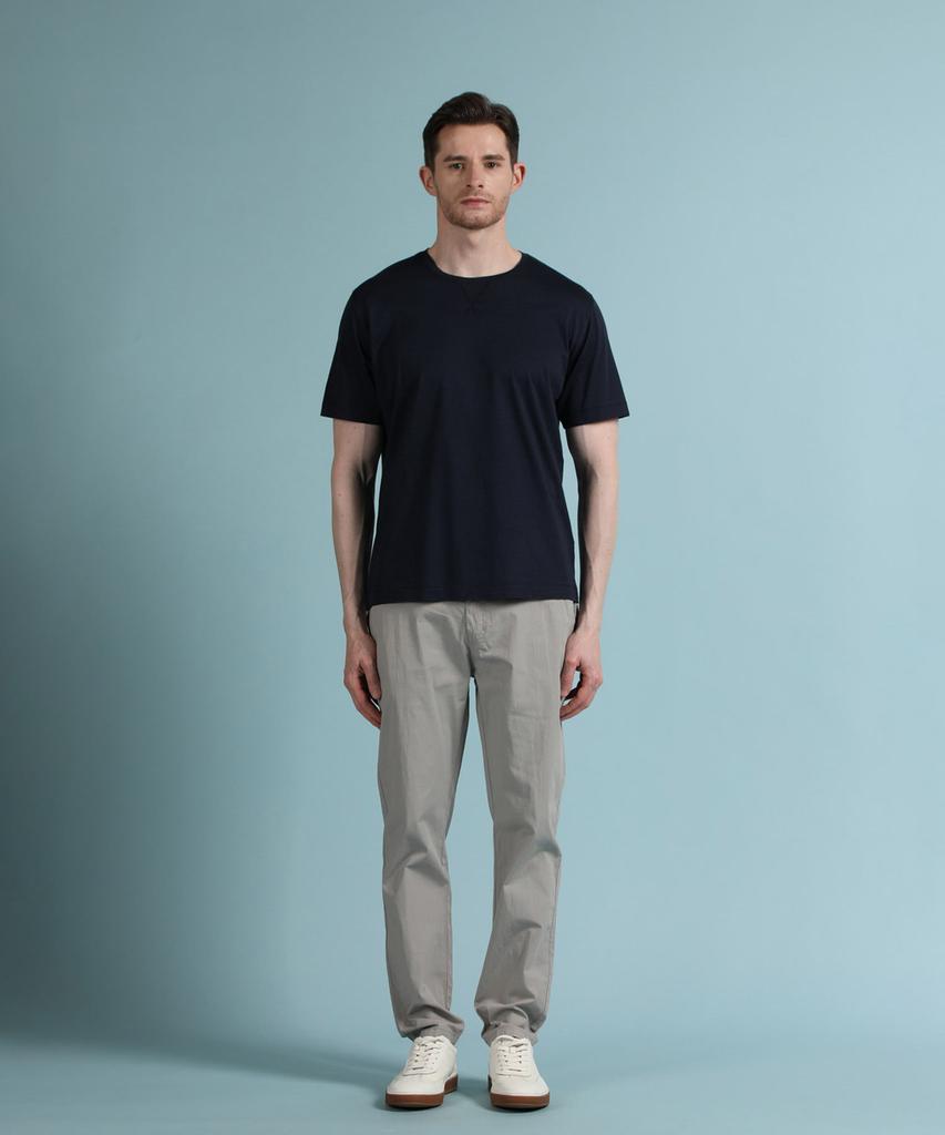 Panicalle Navy Basic Round Short Sleeve T-Shirt