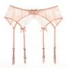 Lace Garter Belt With Bow Detail Sheer Vintage Style Suspender Set Women