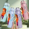 1PC Dancing Girl Music Character 750ml Color Plastic Sports Water Bottle Leakproof Flip Straw Lid Suitable for Sports Office Home Use