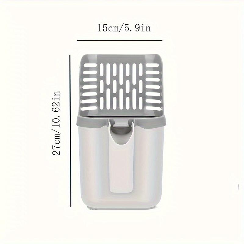 

Совок для кошачьего наполнителя со встроенным диспенсером для мусорных пакетов, глубокий совок-сито для эффективной уборки - Инструмент для ухода за кошачьим туалетом серый