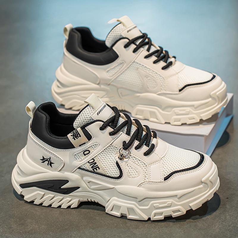 

2025 Новая Повседневная Обувь Мужская Модная Обувь Кроссовки на Толстой Подошве Дышащая Сетка Мужская Обувь для Ежедневной Носки Уличная Обувь для Папы 44 чёрный