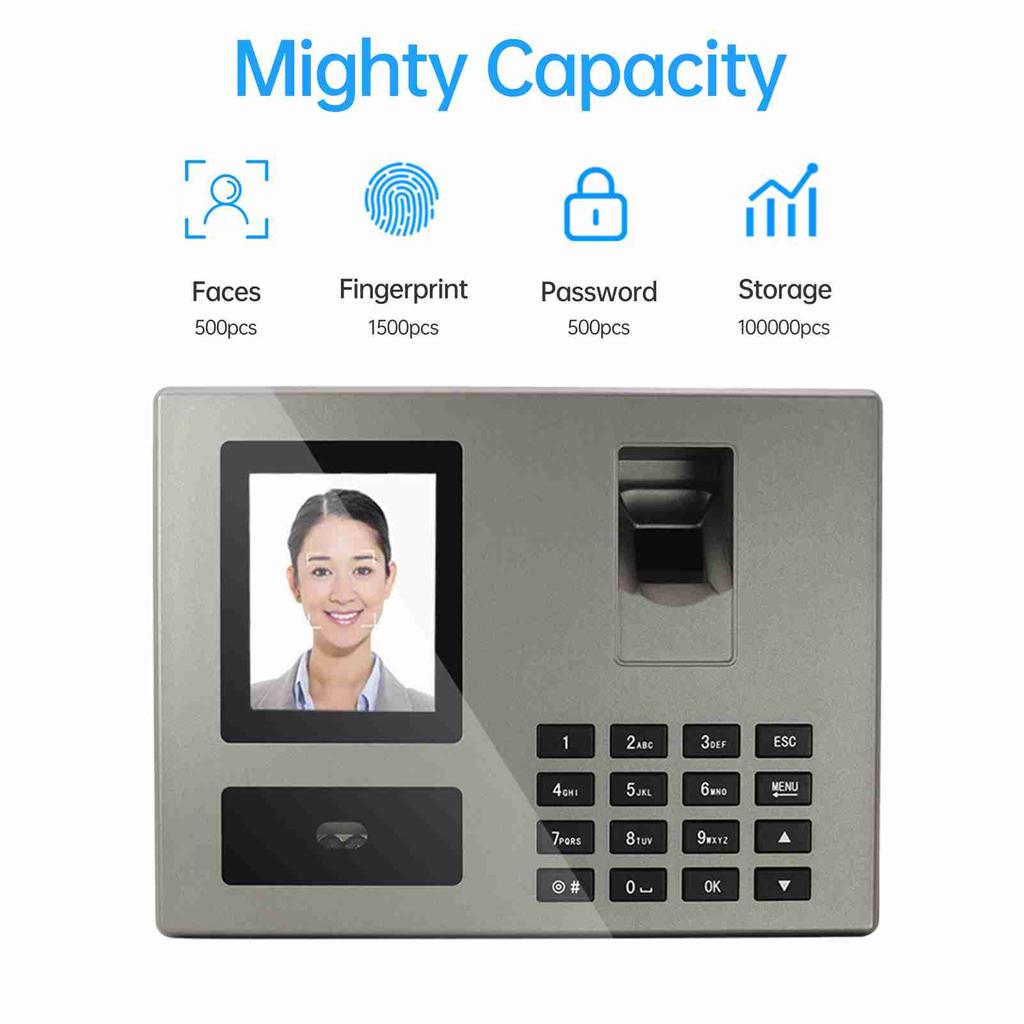 NaIntelligent Face Biometric Fingerprint Password Employee Attendance NaMachine Checking-in Recorder 2.8 inch   Screen Infrared Dual-Camera Fast to 