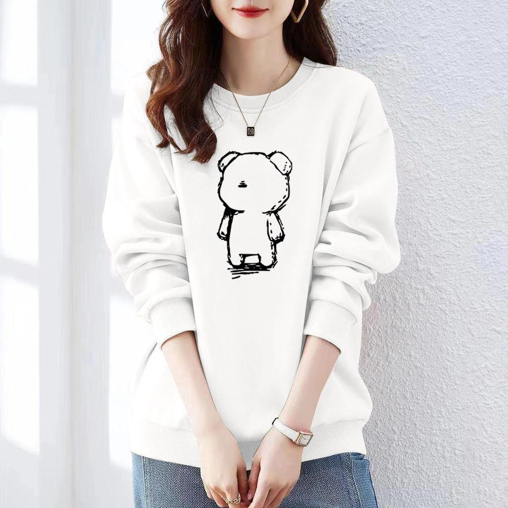Brand Counter Women's 100% Cotton Fleece-Lined Sweatshirt - New Autumn/Winter Loose, Thickened Jacket, Trendy Minimalist Style.