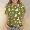Kids Animal Print Crew Neck Short Sleeve Casual Loose Fit T Shirt Lightweight Soft Fabric Comfortable Everyday Wear