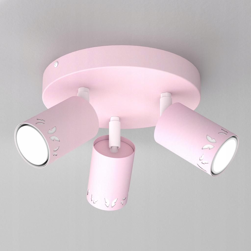 Dziecięca lampa sufitowa plafon spot dla dziewczynki led gu10 motylki różow