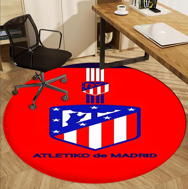 Atletico Madrid Pattern Round Rug, Indoor/Outdoor Mat, for Picnic, Gameroom, Bedroom, Office, Living Room, Home Decor Carpet, Birthday Gift