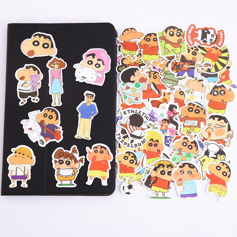 Crayon Shin-chan Cute & Creative Waterproof Stickers for Suitcase, Personalized Decoration, 50 Self-Adhesive Sheets