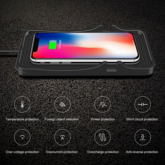 1 Set C7 Wireless Phone Charger 2-in-1 Support 15W/10W/7.5W/5W Intelligent Recognition Anti-slip Fast Charging Temperature Protection USB Wireless