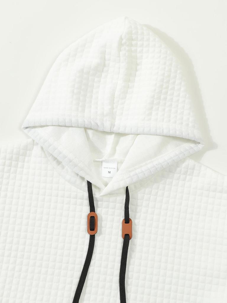 2024 European Men's Quilted Jacquard Plaid Cotton Long-Sleeve Hooded Sweatshirt