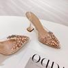 Fashion Elegant Pointed Toe Slingback Stiletto Sandals Crystal Diamonds Women Pumps High Heels Wedding Prom Shoes Zapatos Mujer